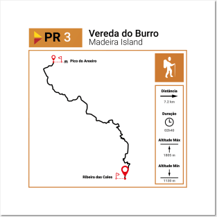 Madeira Island PR3 VEREDA DO BURRO trail map Posters and Art